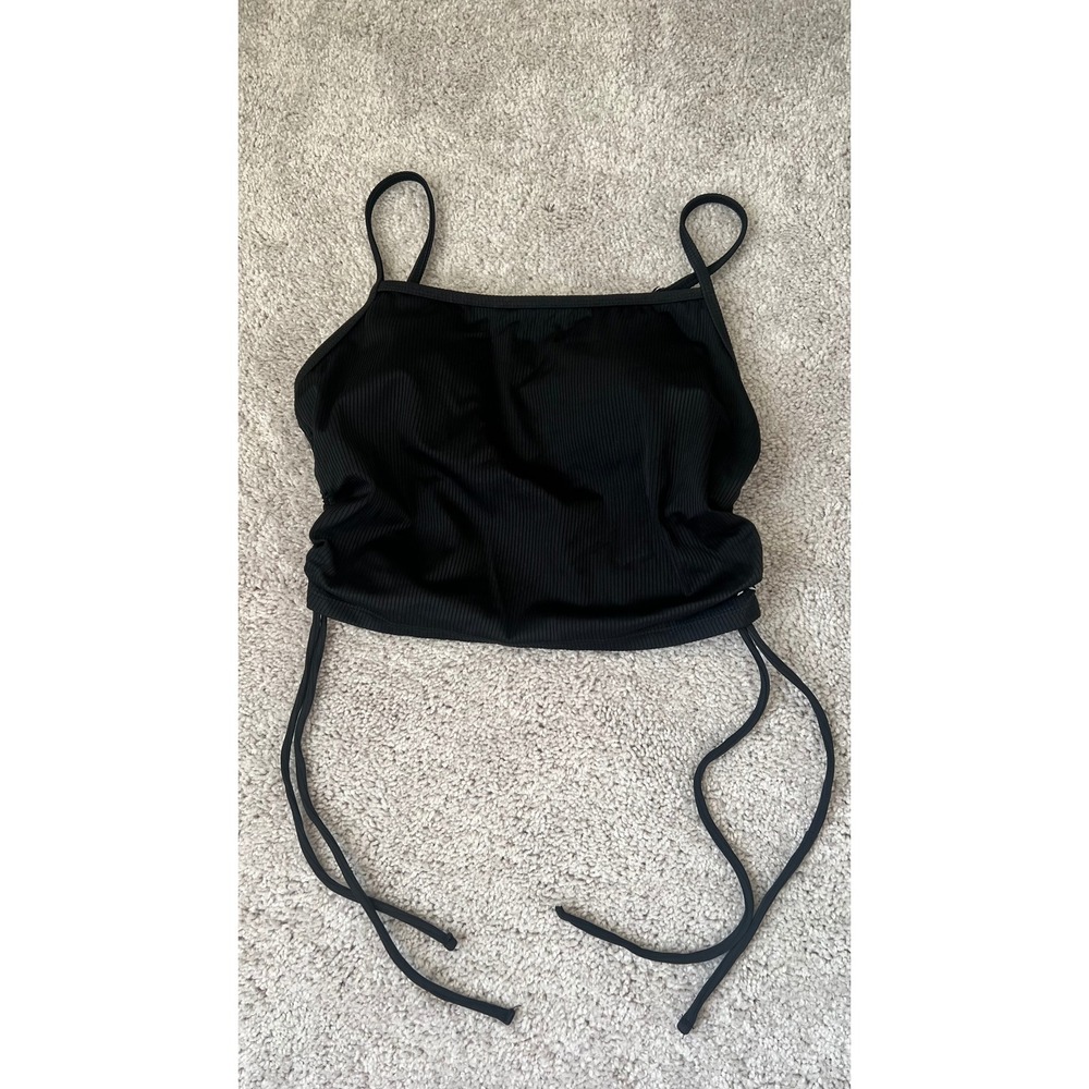Hurley Womens Ribbed Cinched Side Bikini Swim Top Black HURX23016